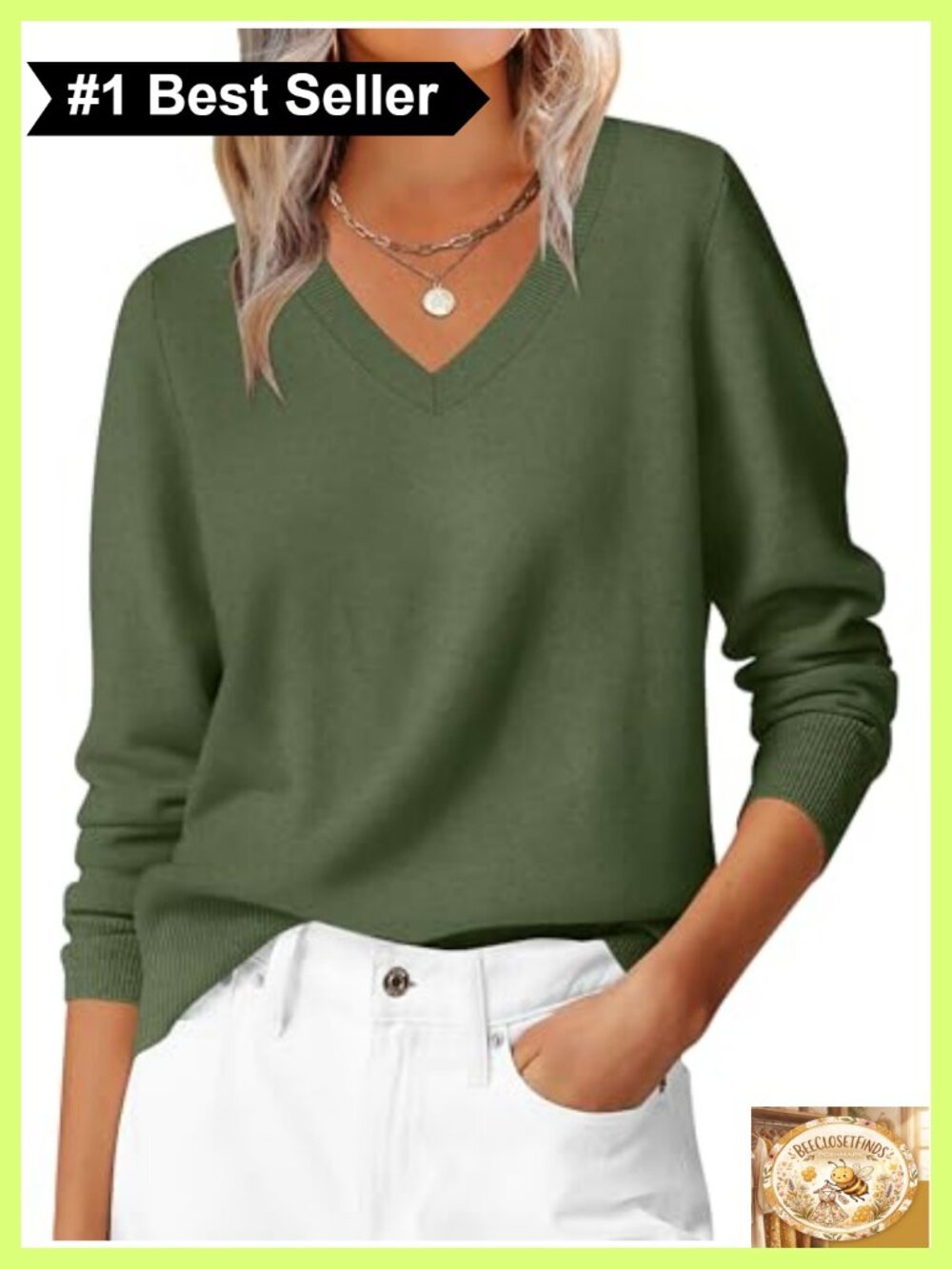 Women's Long Sleeve V Neck Lightweight Pullover Sweater Knit Top